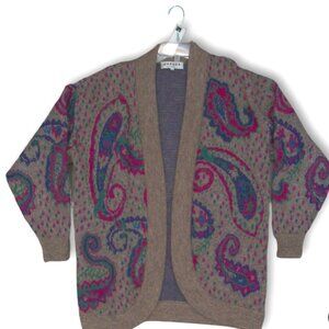 Vintage 90's Jaeger Mohair Blend Paisley Cardigan, Size M